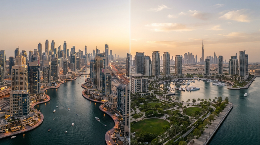 Business Bay vs Dubai Creek Harbour: The Complete Winner for Rental Income or Capital Growth? (2026) 1 Business Bay vs Dubai Creek Harbour The Complete Winner for Rental Income or Capital Growth (2026)
